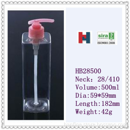 Personal Care Industrial Use 500ml PET plastic square shampoo bottle
